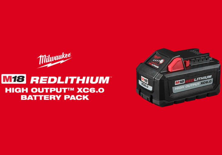 Milwaukee M18 Red Lithium High-Output Battery pack A graphic showing the Milwaukee Red Lithium High-Output Battery pack